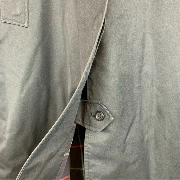 Burberry London Trench Coat Blue Navy Check Plaid Button Front Women's Size 6 - Picture 6 of 16